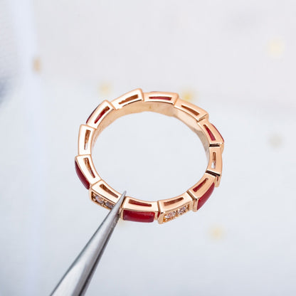 [TOPON]SERPENTI RING PINK GOLD CARNELIAN DIAMOND 3MM