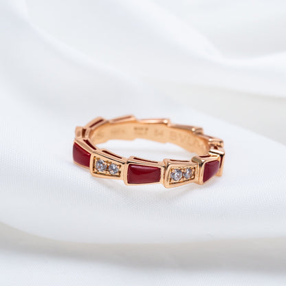 [TOPON]SERPENTI RING PINK GOLD CARNELIAN DIAMOND 3MM