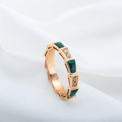 [TOPON]SERPENTI RING PINK GOLD MALACHITE DIAMOND 3MM