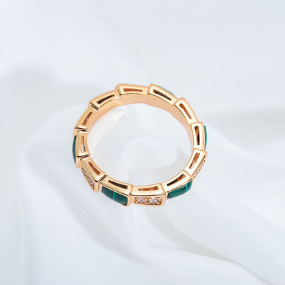 [TOPON]SERPENTI RING PINK GOLD MALACHITE DIAMOND 3MM