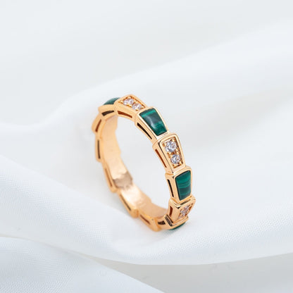 [TOPON]SERPENTI RING PINK GOLD MALACHITE DIAMOND 3MM