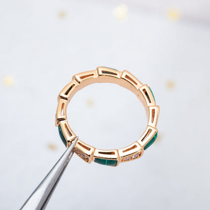 [TOPON]SERPENTI RING PINK GOLD MALACHITE DIAMOND 3MM