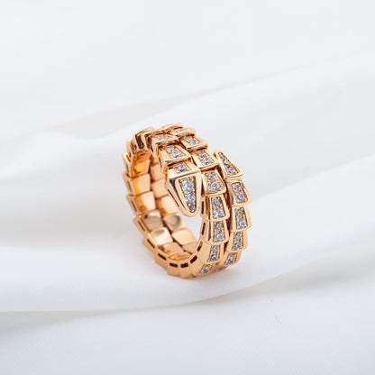 [TOPON]SERPENTI RING PINK GOLD DIAMOND DOUBLE ROW