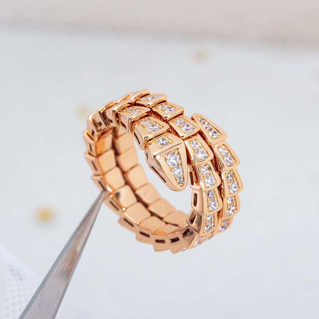 [TOPON]SERPENTI RING PINK GOLD DIAMOND DOUBLE ROW