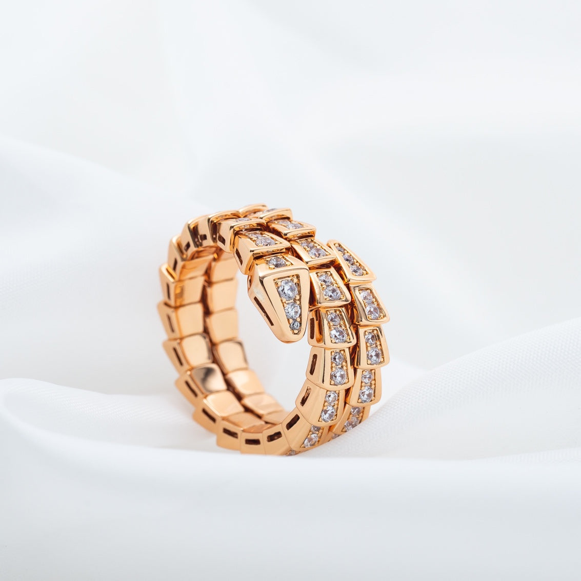 [TOPON]SERPENTI RING PINK GOLD DIAMOND DOUBLE ROW