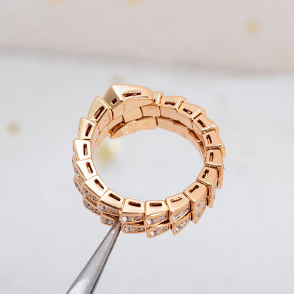 [TOPON]SERPENTI RING PINK GOLD DIAMOND DOUBLE ROW