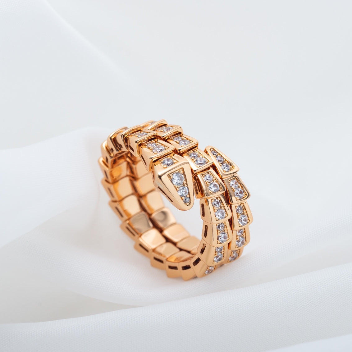 [TOPON]SERPENTI RING PINK GOLD DIAMOND DOUBLE ROW