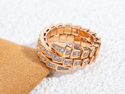 [TOPON]SERPENTI RING PINK GOLD DIAMOND DOUBLE ROW