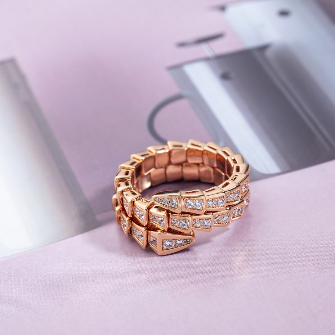 [TOPON]SERPENTI RING PINK GOLD DIAMOND DOUBLE ROW