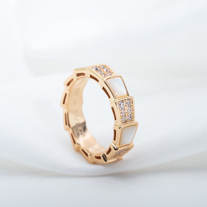 [TOPON]SERPENTI RING PINK GOLD MOP DIAMOND PAVED 4MM