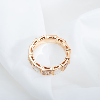 [TOPON]SERPENTI RING PINK GOLD MOP DIAMOND PAVED 4MM