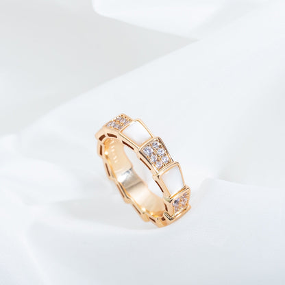 [TOPON]SERPENTI RING PINK GOLD MOP DIAMOND PAVED 4MM