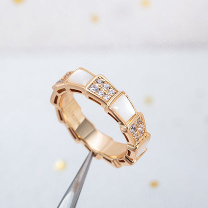 [TOPON]SERPENTI RING PINK GOLD MOP DIAMOND PAVED 4MM