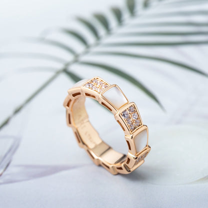 [TOPON]SERPENTI RING PINK GOLD MOP DIAMOND PAVED 4MM