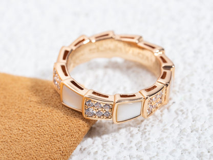 [TOPON]SERPENTI RING PINK GOLD MOP DIAMOND PAVED 4MM