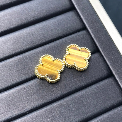 [TOPON]CLOVER MEDIUM 1 MOTIFS TIGER EYE EARRINGS