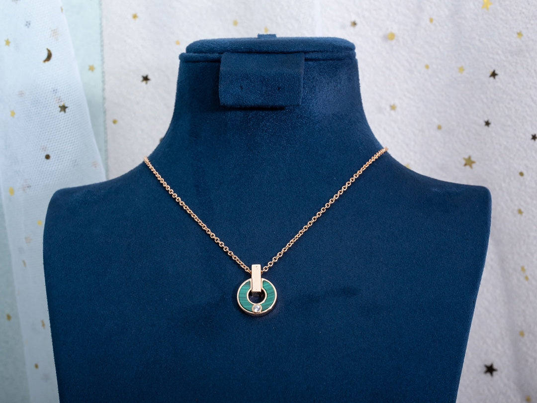 [TOPON]GARI NECKLACE PINK GOLD MALACHITE