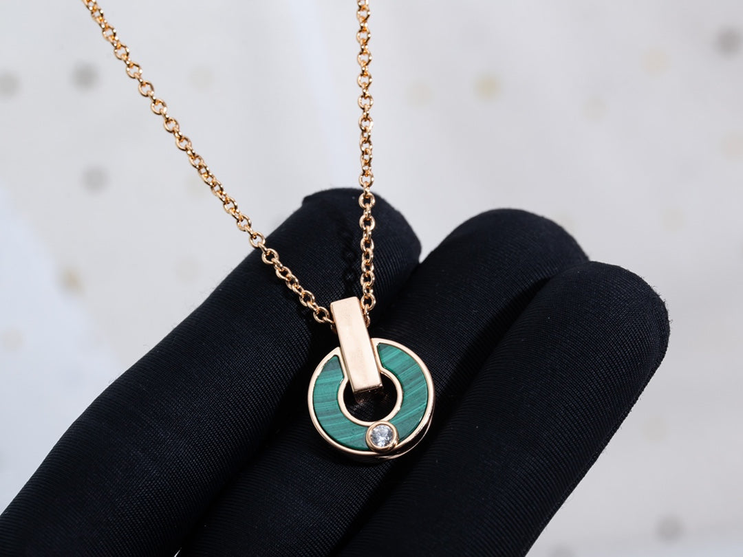 [TOPON]GARI NECKLACE PINK GOLD MALACHITE