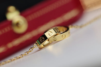 [TOPON]LOVE NECKLACE DOUBLE RING GOLD