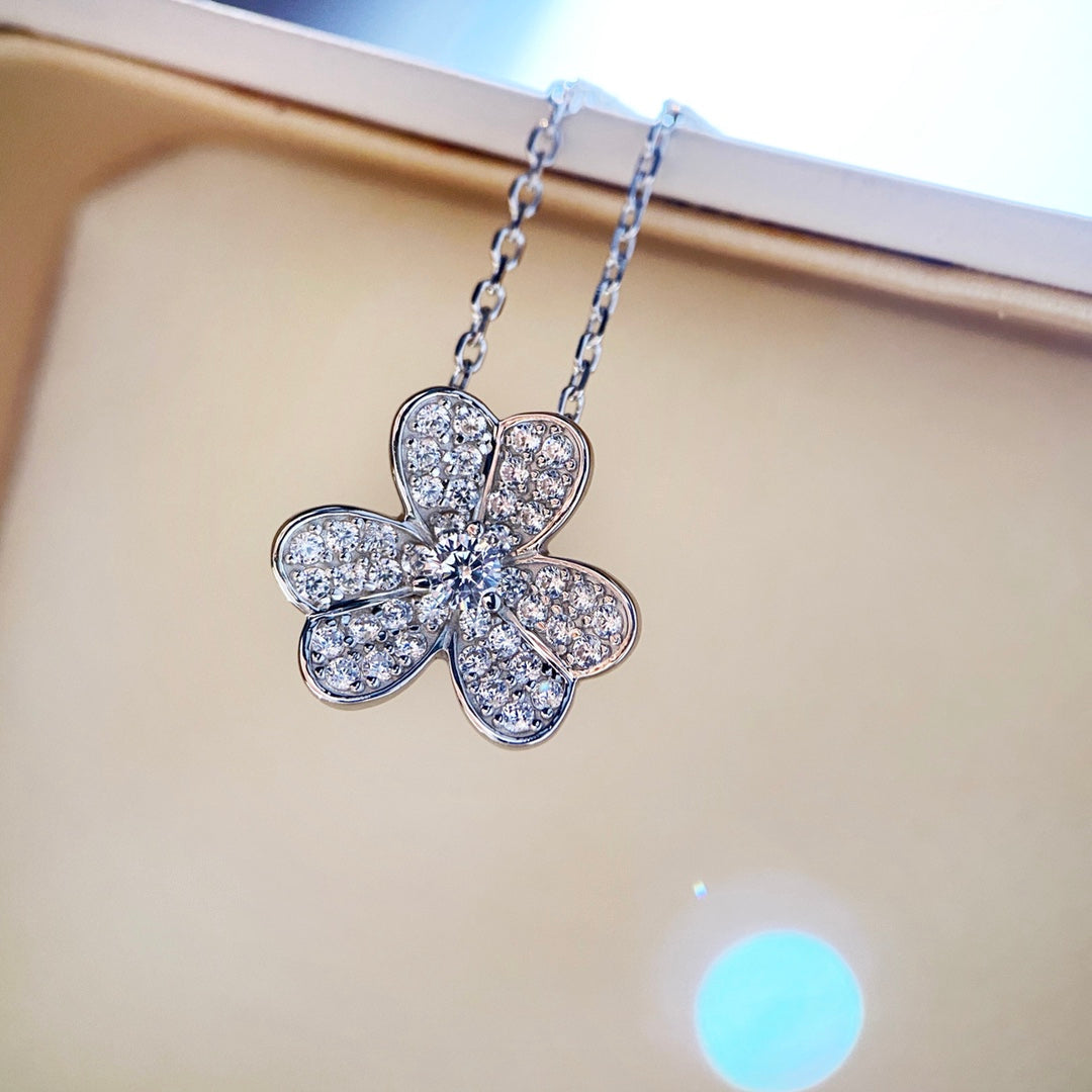 [TOPON]CLOVER DIAMOND NECKLACE SILVER