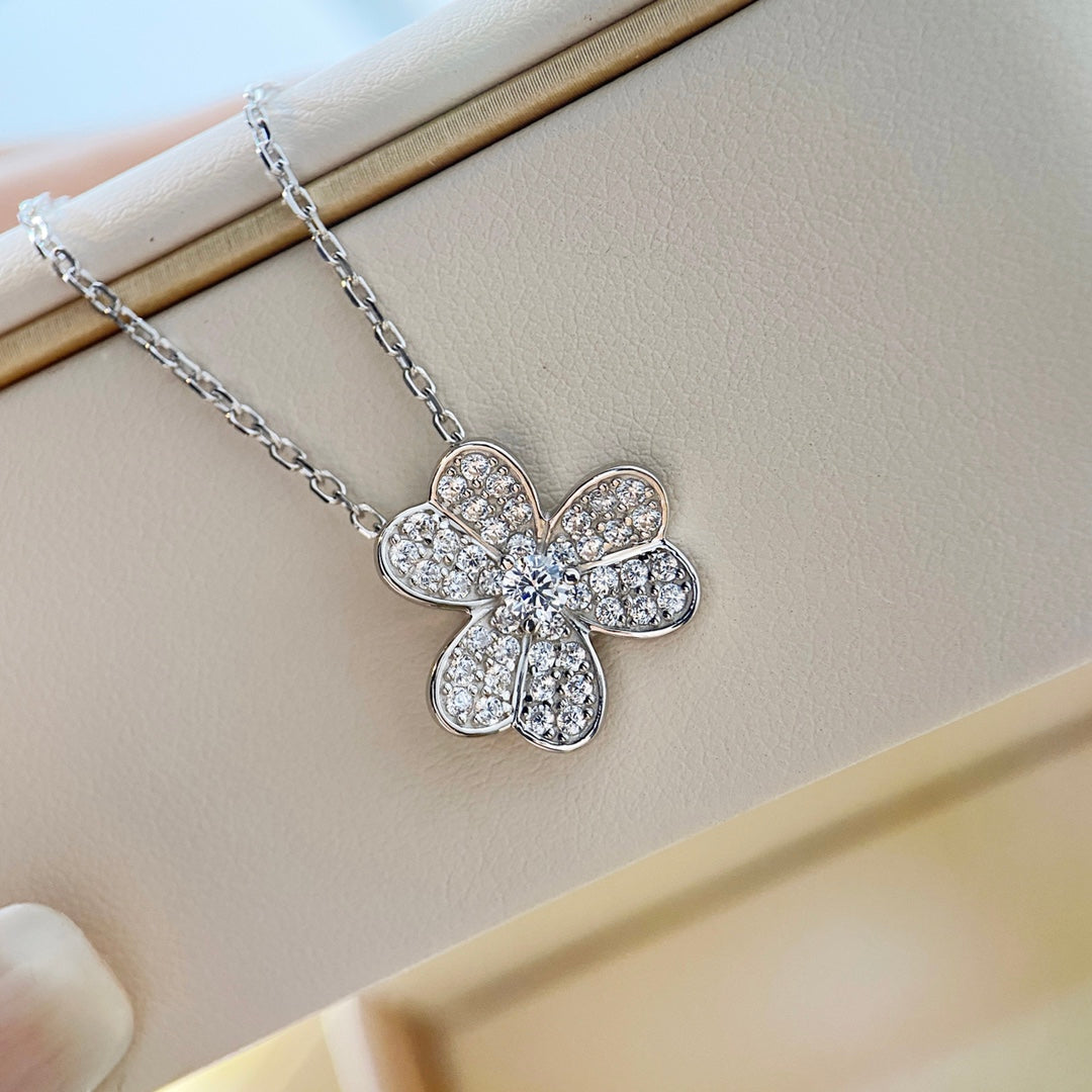 [TOPON]CLOVER DIAMOND NECKLACE SILVER