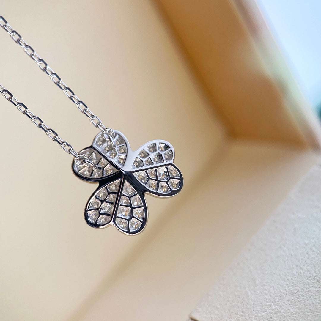 [TOPON]CLOVER DIAMOND NECKLACE SILVER