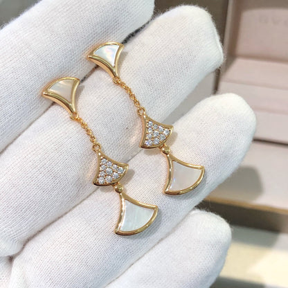 [TOPON]DREAM EARRINGS 3 MOTIFS DIAMOND MOP PINK GOLD