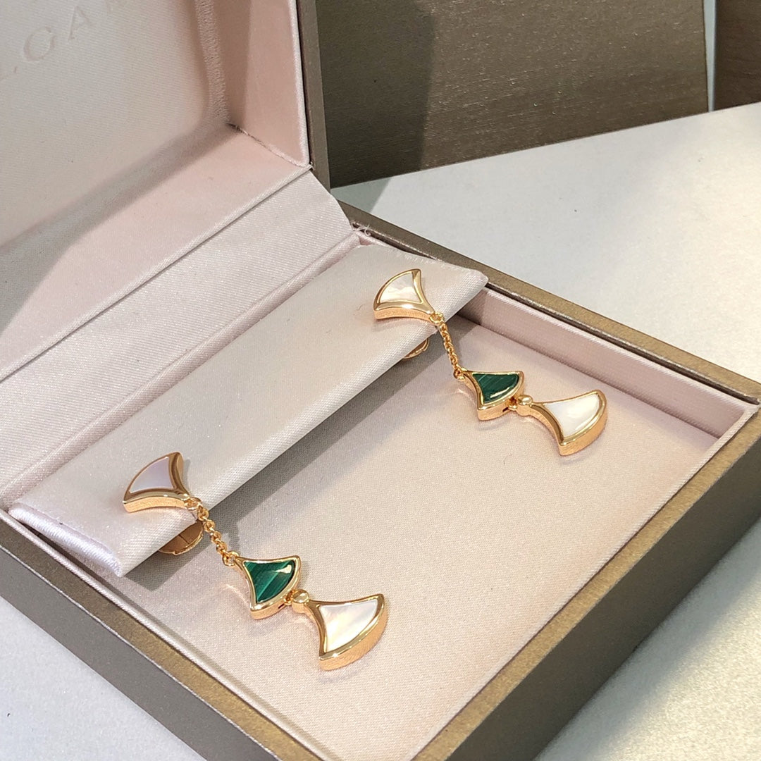 [TOPON]DREAM EARRINGS 3 MOTIFS MALACHITE MOP PINK GOLD