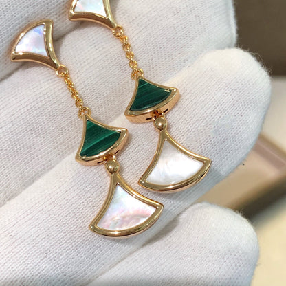 [TOPON]DREAM EARRINGS 3 MOTIFS MALACHITE MOP PINK GOLD