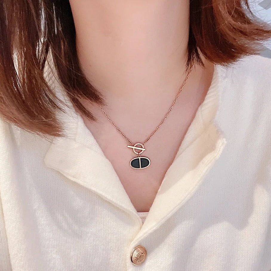 [TOPON]CHAINE VERSO BLACK CERAMIC NECKLACE