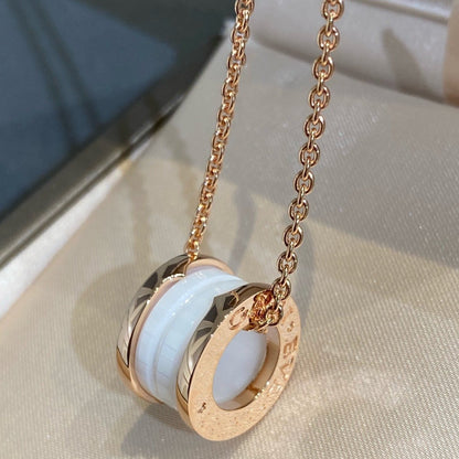 [TOPON]ZERO 1 WHITE CERAMIC PINK GOLD NECKLACE