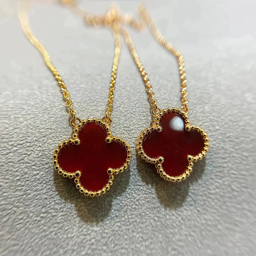 [TOPON]CLOVER 15MM CARNELIAN SINGLE FLOWER NECKLACE