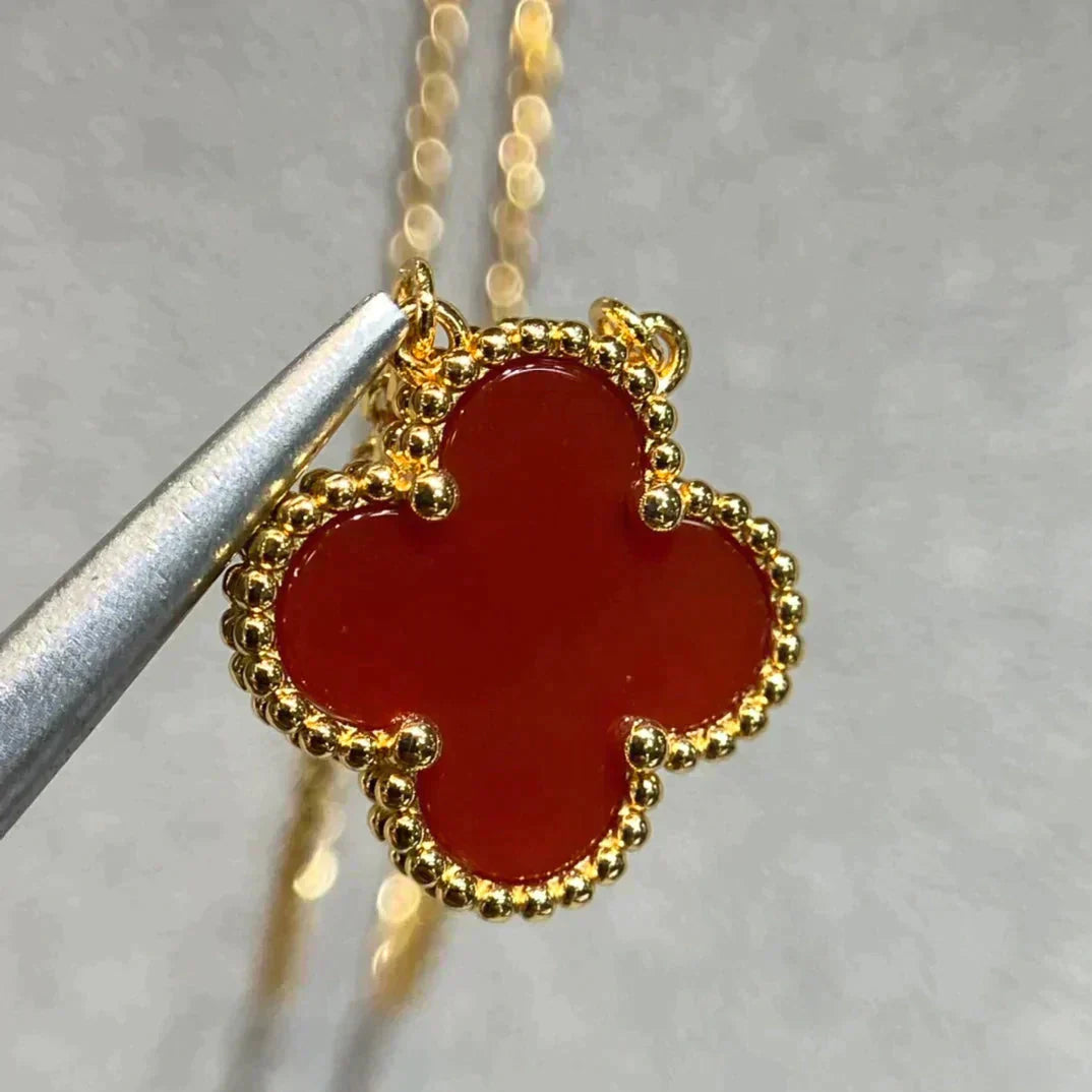 [TOPON]CLOVER 15MM CARNELIAN SINGLE FLOWER NECKLACE