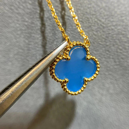 [TOPON]CLOVER 15MM BLUE AGATE NECKLACE