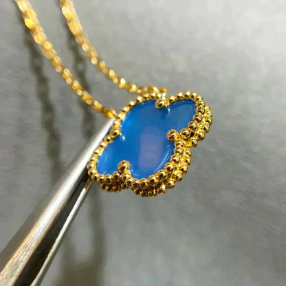 [TOPON]CLOVER 15MM BLUE AGATE NECKLACE