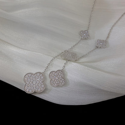 [TOPON]CLOVER 5 MOTIFS SILVER DIAMONDS NECKLACE