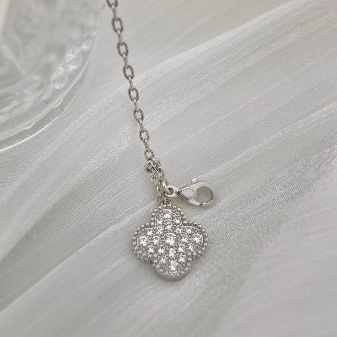 [TOPON]CLOVER 5 MOTIFS SILVER DIAMONDS NECKLACE