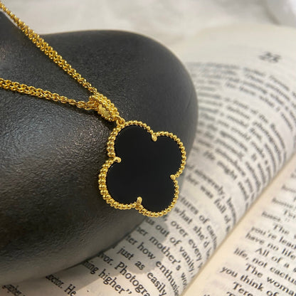 [TOPON]CLOVER 25MM NECKLACE GOLD ONYX