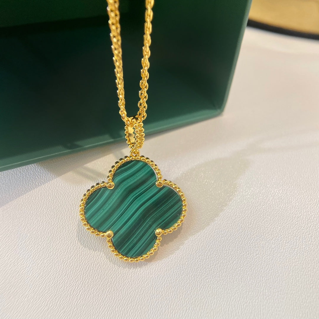 [TOPON]CLOVER 25MM MALACHITE GOLD NECKLACE