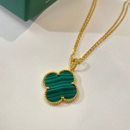 [TOPON]CLOVER 25MM MALACHITE GOLD NECKLACE