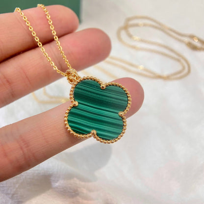 [TOPON]CLOVER 25MM MALACHITE GOLD NECKLACE