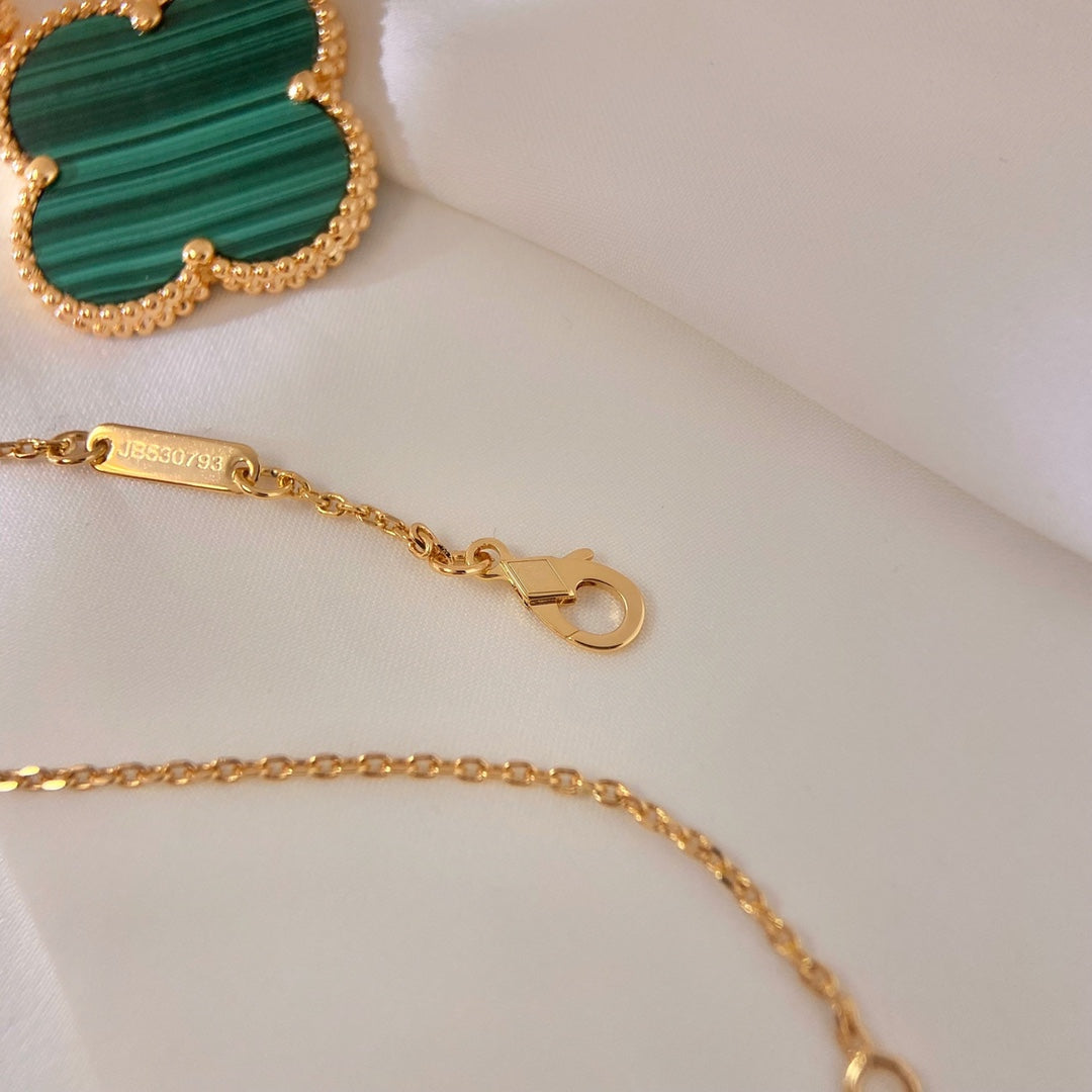 [TOPON]CLOVER 25MM MALACHITE GOLD NECKLACE