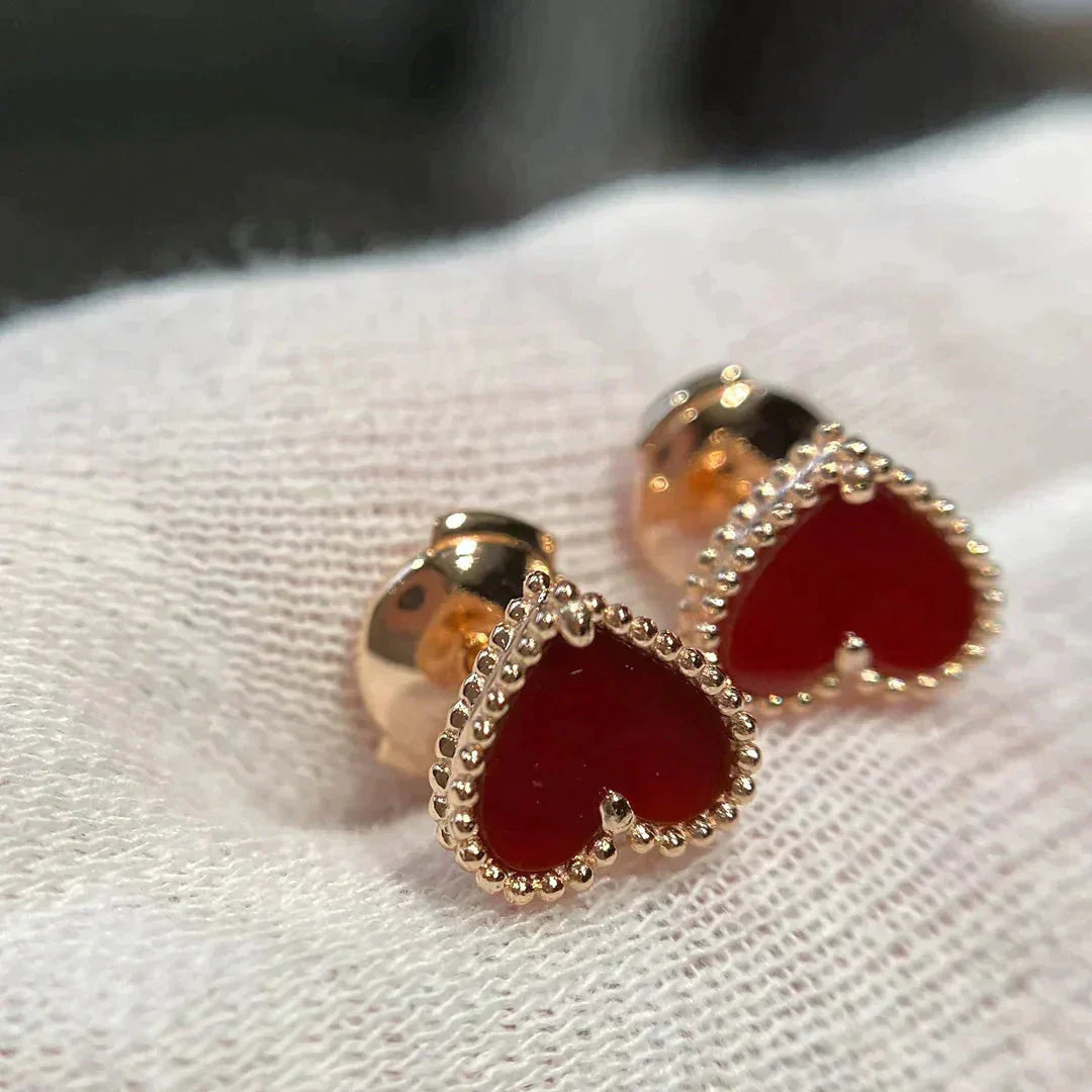 [TOPON]HEART CARNELIAN STUD EARRINGS