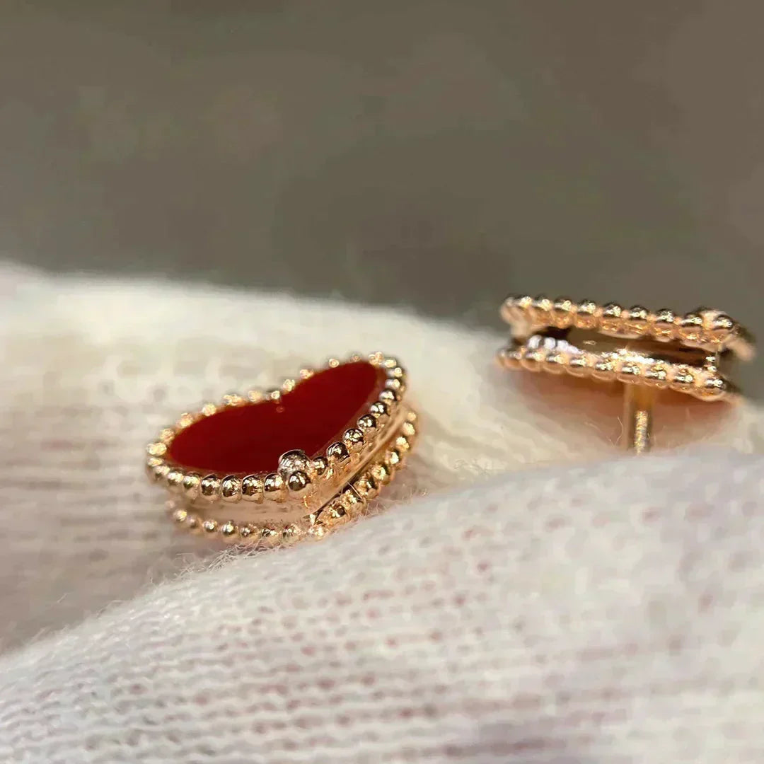 [TOPON]HEART CARNELIAN STUD EARRINGS