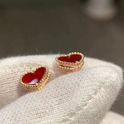 [TOPON]HEART CARNELIAN STUD EARRINGS