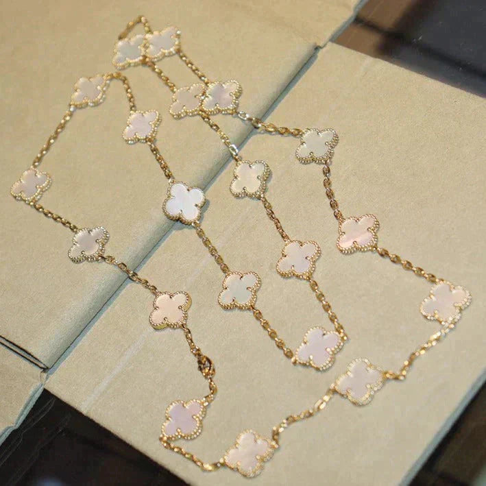 [TOPON]CLOVER 20 MOTIFS WHITE MOP NECKLACE