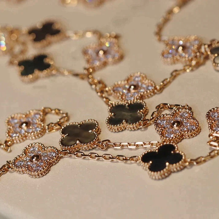 [TOPON]CLOVER 20 MOTIFS DARK MOP DIAMOND  NECKLACE