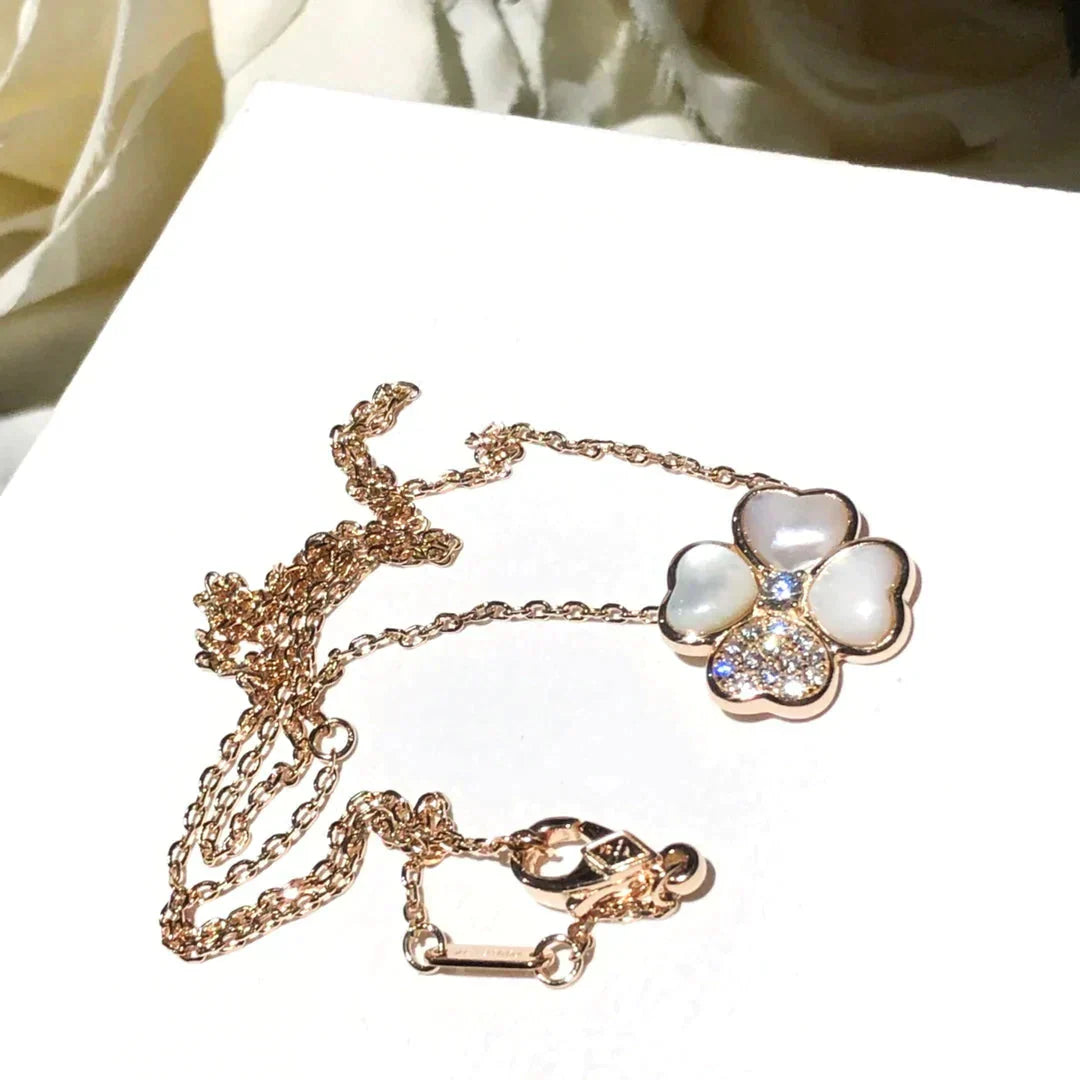 [TOPON]CLOVER MOP DIAMOND ROSE GOLD NECKLACE