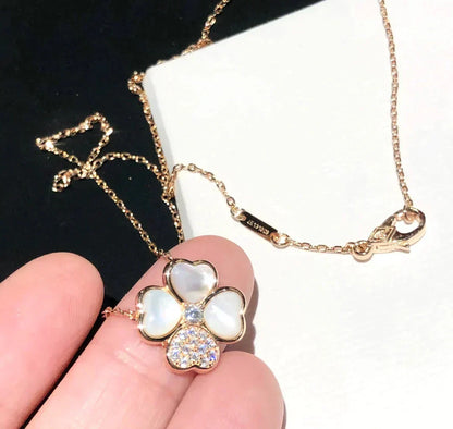 [TOPON]CLOVER MOP DIAMOND ROSE GOLD NECKLACE