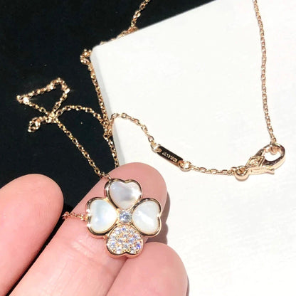 [TOPON]CLOVER MOP DIAMOND ROSE GOLD NECKLACE